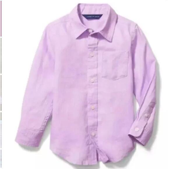 Janie and Jack Size 4 Lavender Linen Button Down Dress Shirt - Picture 1 of 10